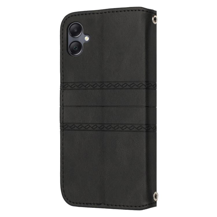 For Samsung Galaxy A07 4G / A06 4G Embossed Stripes Skin Feel Leather Phone Case