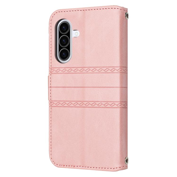 For Samsung Galaxy A17 5G / A26 5G Embossed Stripes Skin Feel Leather Phone Case