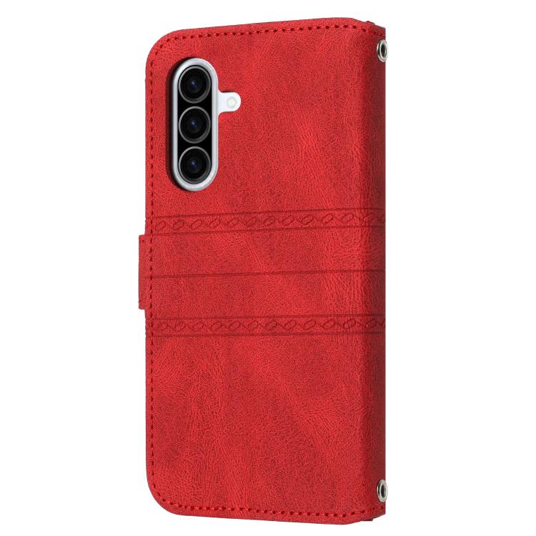 For Samsung Galaxy A17 5G / A26 5G Embossed Stripes Skin Feel Leather Phone Case