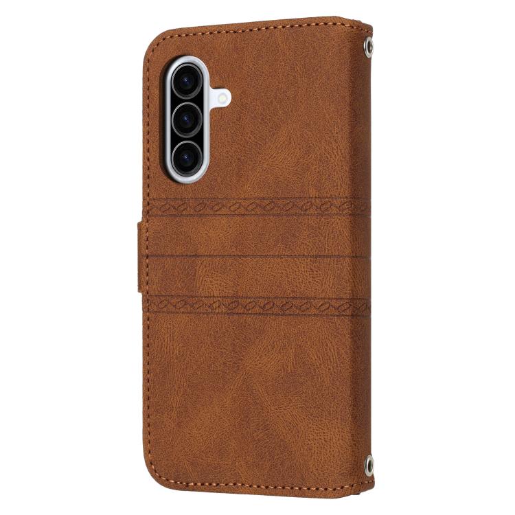 For Samsung Galaxy A17 5G / A26 5G Embossed Stripes Skin Feel Leather Phone Case