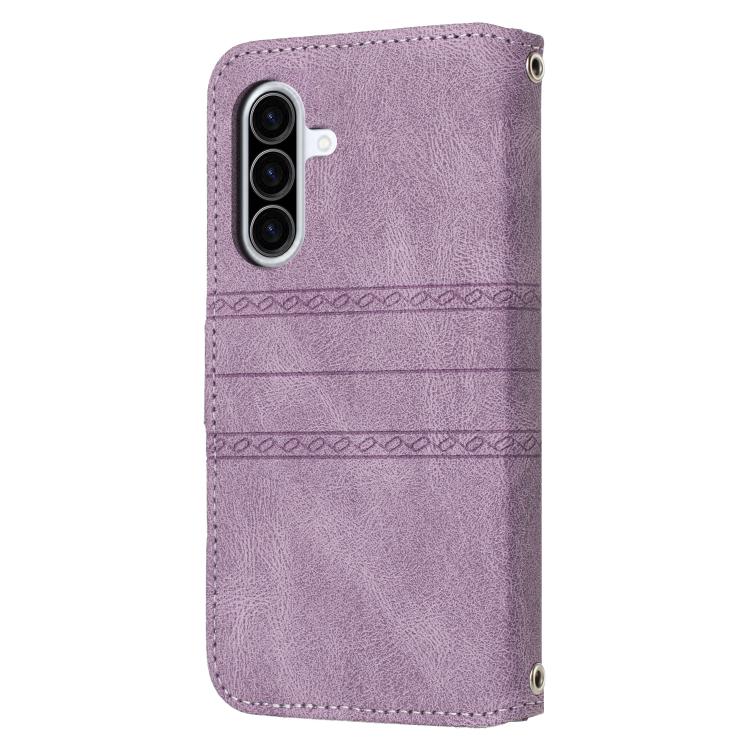 For Samsung Galaxy A17 5G / A26 5G Embossed Stripes Skin Feel Leather Phone Case