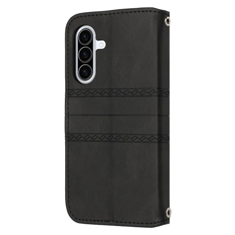 For Samsung Galaxy A17 5G / A26 5G Embossed Stripes Skin Feel Leather Phone Case