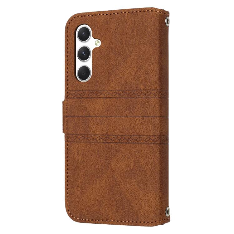 For Samsung Galaxy A37 5G Embossed Stripes Skin Feel Leather Phone Case