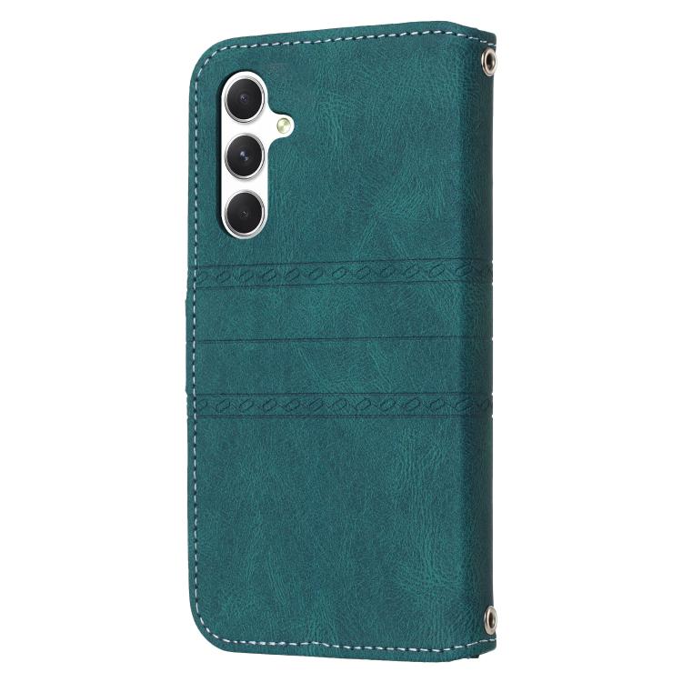 For Samsung Galaxy A57 5G Embossed Stripes Skin Feel Leather Phone Case