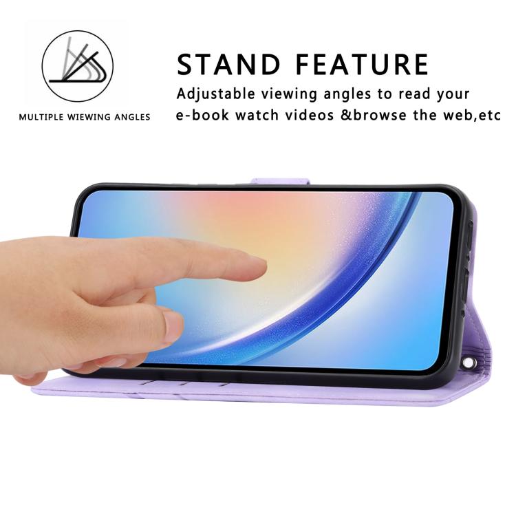 For Samsung Galaxy A17 5G / A26 5G Embossed Line Leather Phone Case with Lanyard