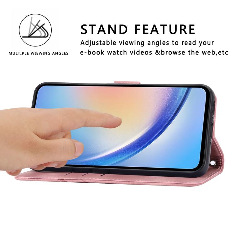 For Samsung Galaxy A17 5G / A26 5G Embossed Line Leather Phone Case with Lanyard