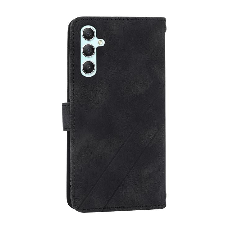 For Samsung Galaxy A17 5G / A26 5G Embossed Line Leather Phone Case with Lanyard