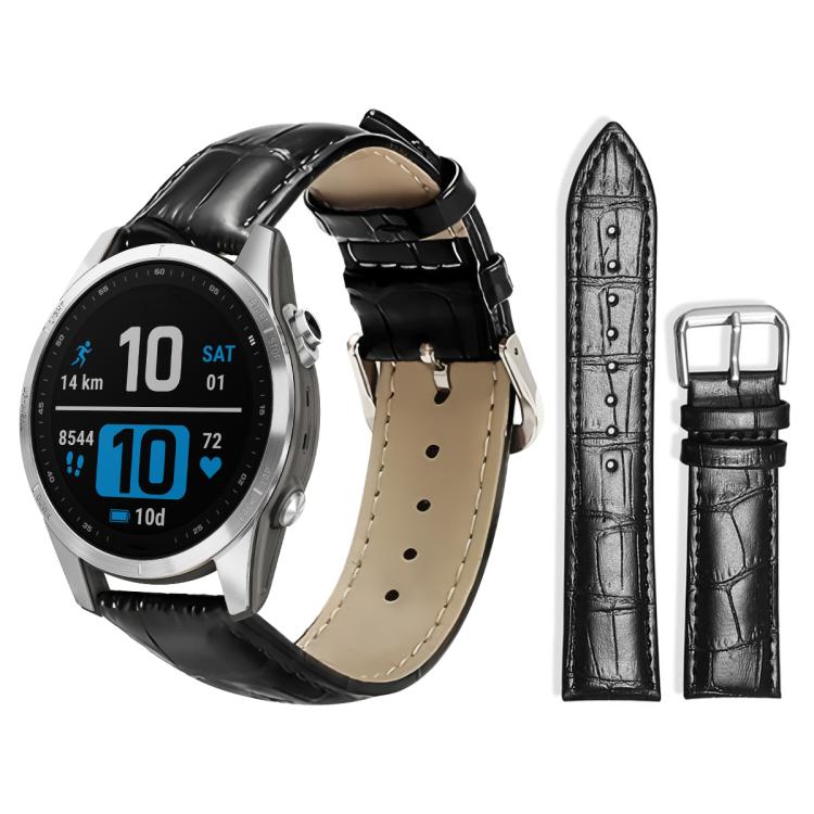 For Garmin Fenix 8/7S/6S/5S 20mm 18mm xDfind Bamboo Texture Pin Buckle Leather Watch Band