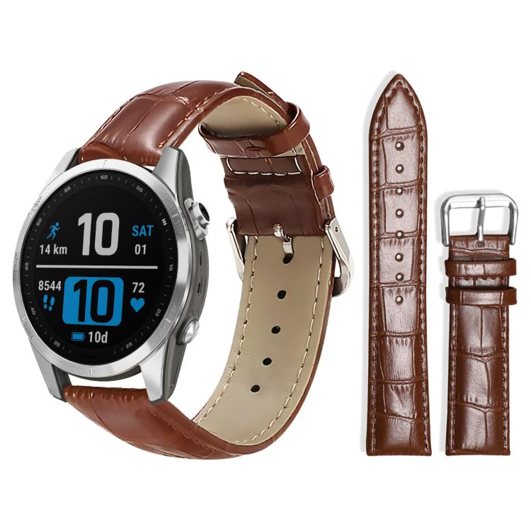 For Garmin Fenix 8/7S/6S/5S 20mm 18mm xDfind Bamboo Texture Pin Buckle Leather Watch Band