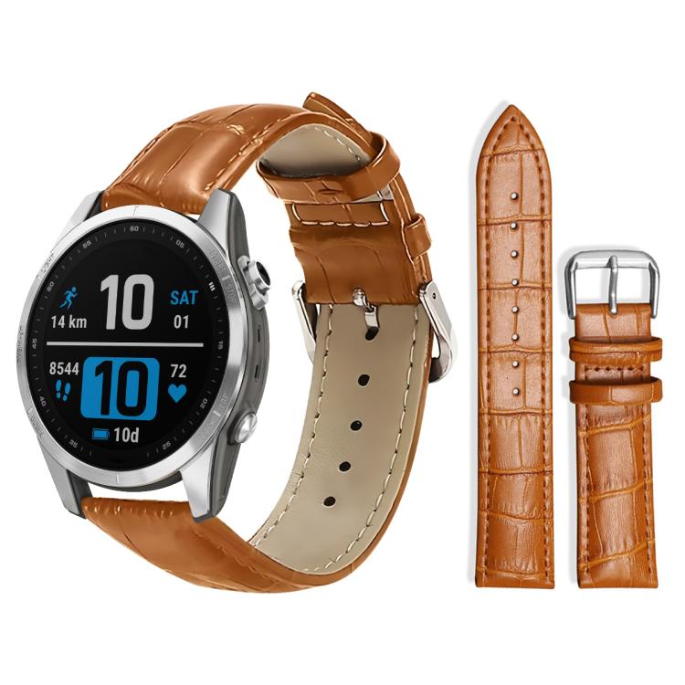 For Garmin Fenix 8/7S/6S/5S 20mm 18mm xDfind Bamboo Texture Pin Buckle Leather Watch Band