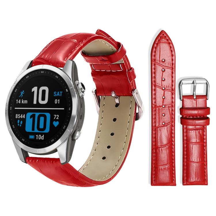 For Garmin Fenix 8/7S/6S/5S 20mm 18mm xDfind Bamboo Texture Pin Buckle Leather Watch Band