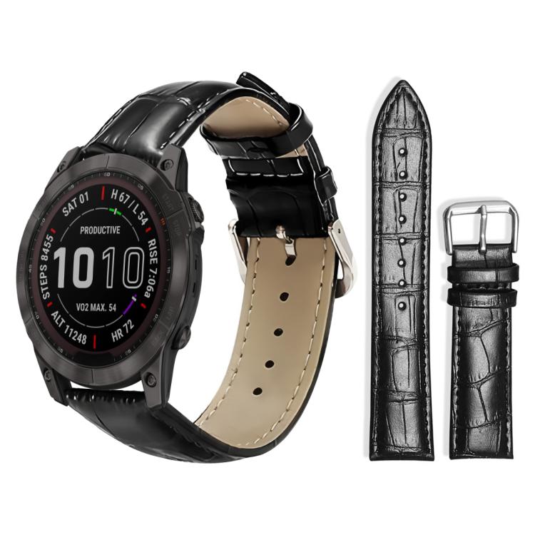 For Garmin Fenix 8/7X/6X/5X 26mm 22mm xDfind Bamboo Texture Pin Buckle Leather Watch Band