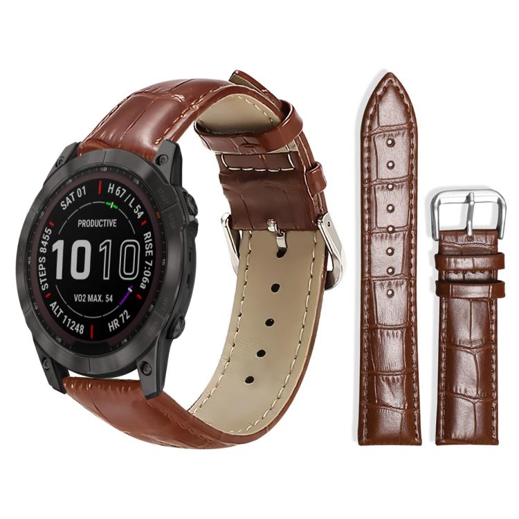 For Garmin Fenix 8/7X/6X/5X 26mm 22mm xDfind Bamboo Texture Pin Buckle Leather Watch Band