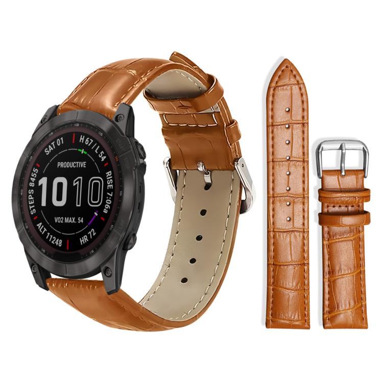 For Garmin Fenix 8/7X/6X/5X 26mm 22mm xDfind Bamboo Texture Pin Buckle Leather Watch Band