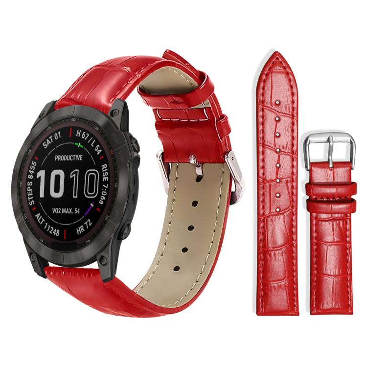 For Garmin Fenix 8/7X/6X/5X 26mm 22mm xDfind Bamboo Texture Pin Buckle Leather Watch Band