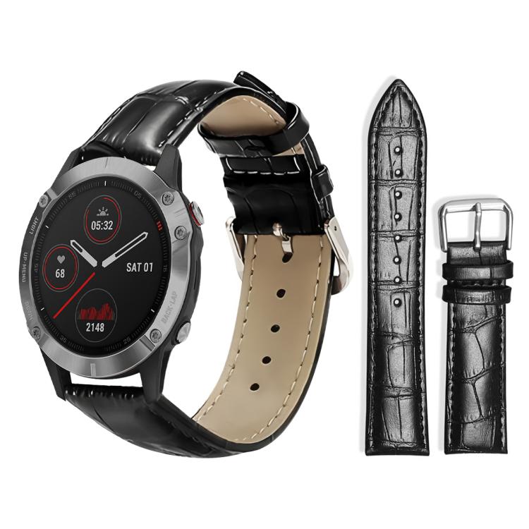 For Garmin Fenix 8/7/6/5 22mm 20mm xDfind Bamboo Texture Pin Buckle Leather Watch Band