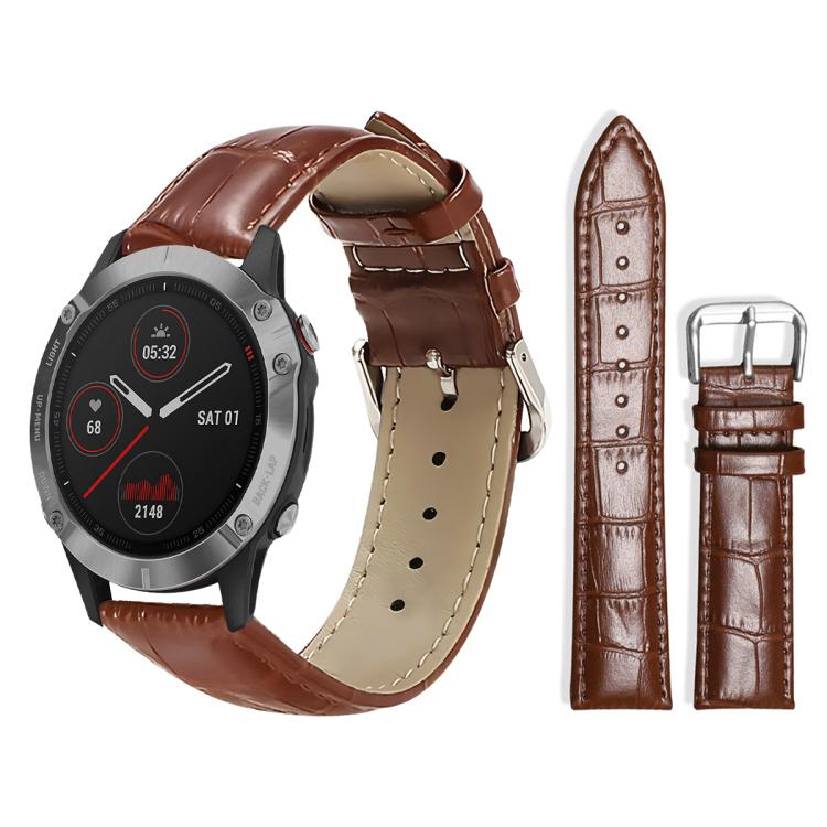 For Garmin Fenix 8/7/6/5 22mm 20mm xDfind Bamboo Texture Pin Buckle Leather Watch Band