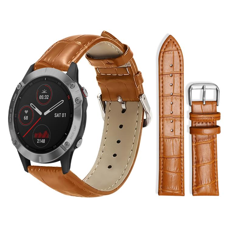 For Garmin Fenix 8/7/6/5 22mm 20mm xDfind Bamboo Texture Pin Buckle Leather Watch Band