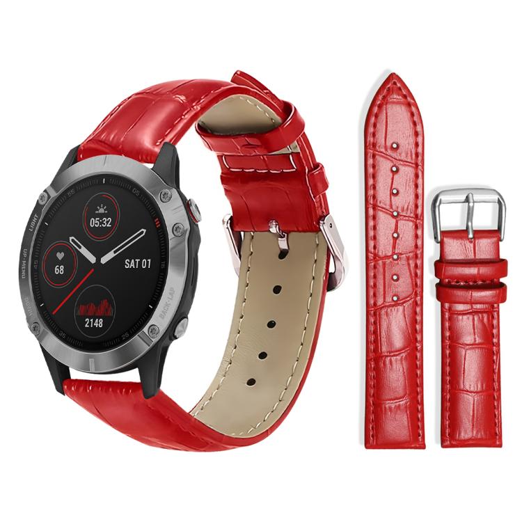 For Garmin Fenix 8/7/6/5 22mm 20mm xDfind Bamboo Texture Pin Buckle Leather Watch Band
