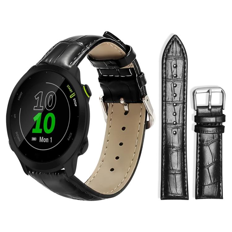 For Garmin Forerunner 45/45S/Swim2 18mm xDfind Bamboo Texture Pin Buckle Leather Watch Band