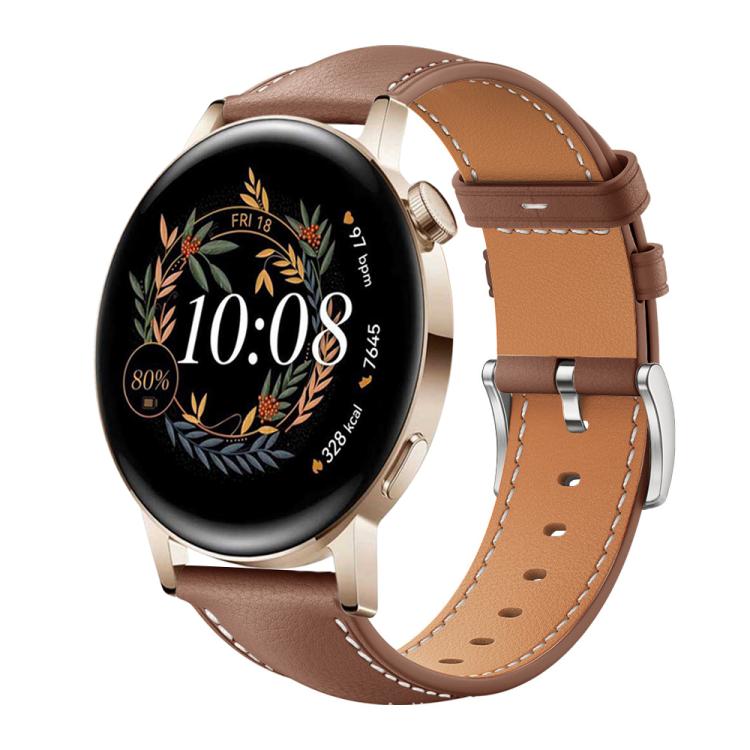 20mm For Huawei Watch GT 4 / GT 3 / GT 2 xDfind Flat Head Black Shark Fine Grain Leather Watch Band