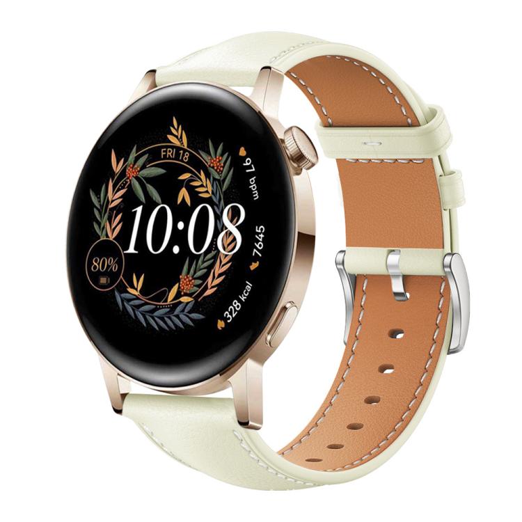20mm For Huawei Watch GT 4 / GT 3 / GT 2 xDfind Flat Head Black Shark Fine Grain Leather Watch Band