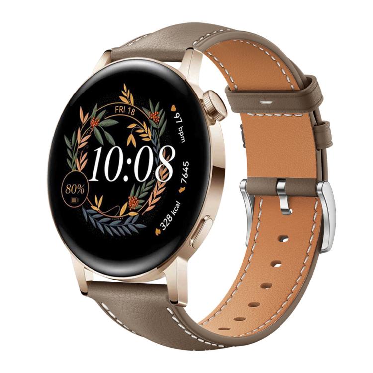 20mm For Huawei Watch GT 4 / GT 3 / GT 2 xDfind Flat Head Black Shark Fine Grain Leather Watch Band