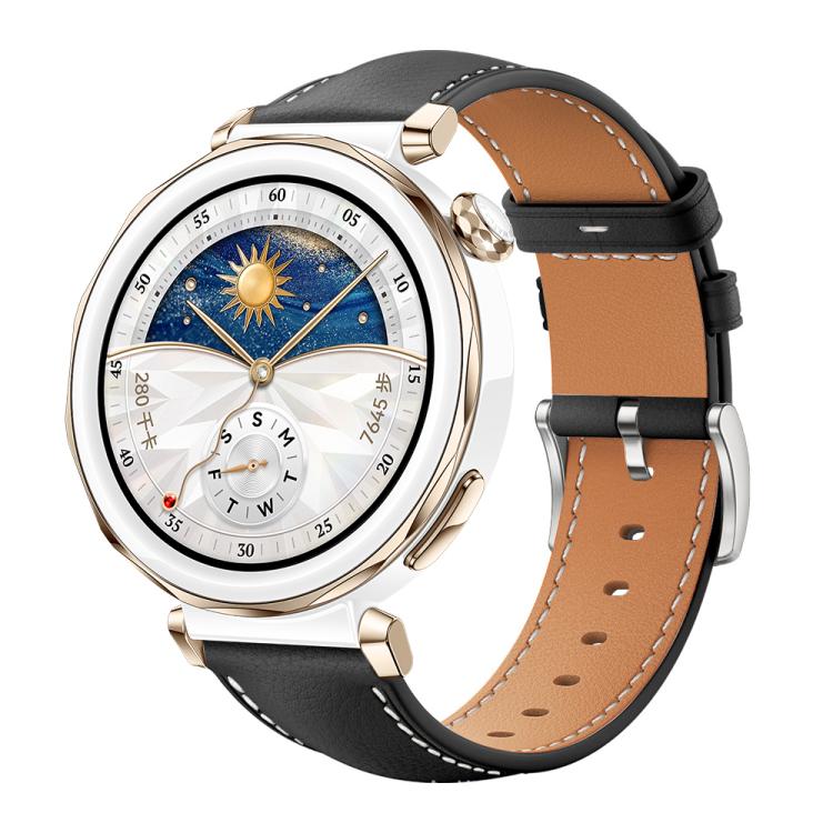 22mm For Huawei Watch GT5/GT5 Pro/4/4 Pro xDfind Flat Head Black Shark Fine Grain Leather Watch Band