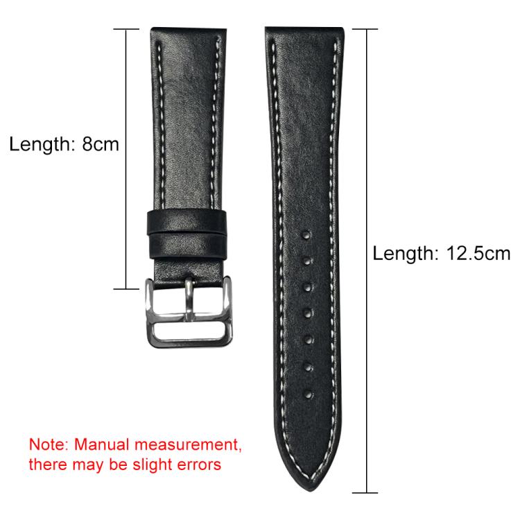 20mm For Huawei Watch GT 4 / GT 3 / GT 2 xDfind Flat Head Black Shark Fine Grain Leather Watch Band