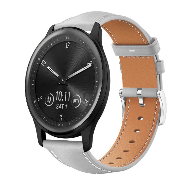 20mm For Garmin GarminMove Sport / vivoactive5/3 xDfind Flat Head Black Shark Fine Grain Leather Watch Band