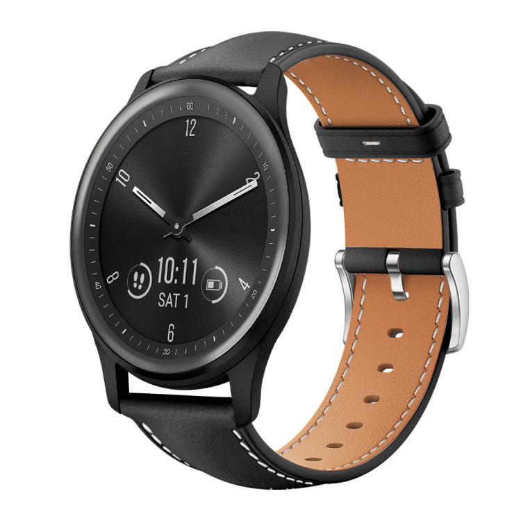 20mm For Garmin GarminMove Sport / vivoactive5/3 xDfind Flat Head Black Shark Fine Grain Leather Watch Band