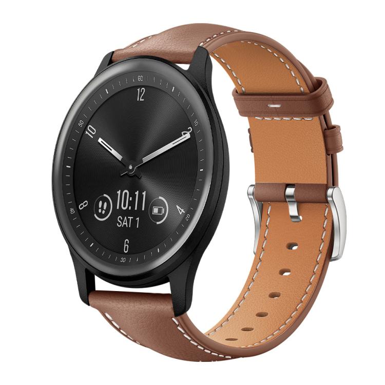 20mm For Garmin GarminMove Sport / vivoactive5/3 xDfind Flat Head Black Shark Fine Grain Leather Watch Band