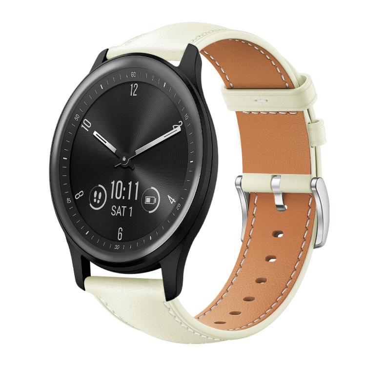 20mm For Garmin GarminMove Sport / vivoactive5/3 xDfind Flat Head Black Shark Fine Grain Leather Watch Band
