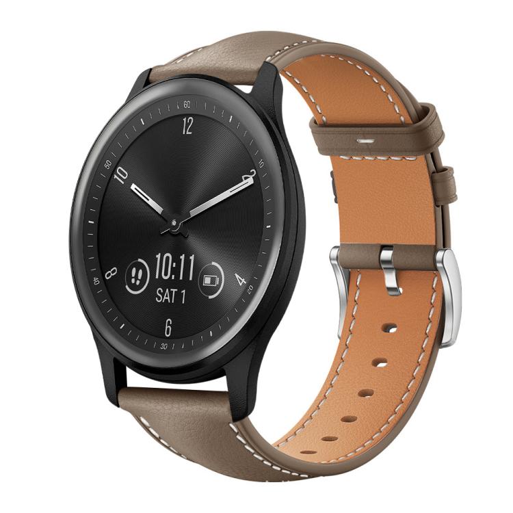 20mm For Garmin GarminMove Sport / vivoactive5/3 xDfind Flat Head Black Shark Fine Grain Leather Watch Band