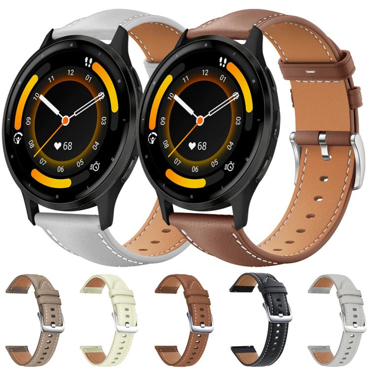 20mm For Garmin venu 2 / venu / Sq2 / Sq xDfind Flat Head Black Shark Fine Grain Leather Watch Band