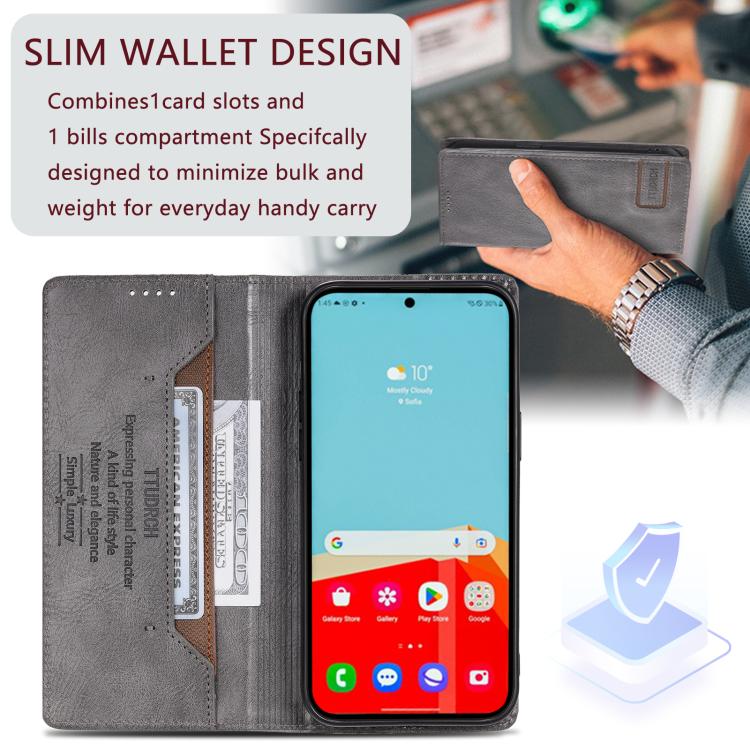 For Samsung Galaxy A17 5G TTUDRCH RFID Retro Texture Magnetic Leather Phone Case