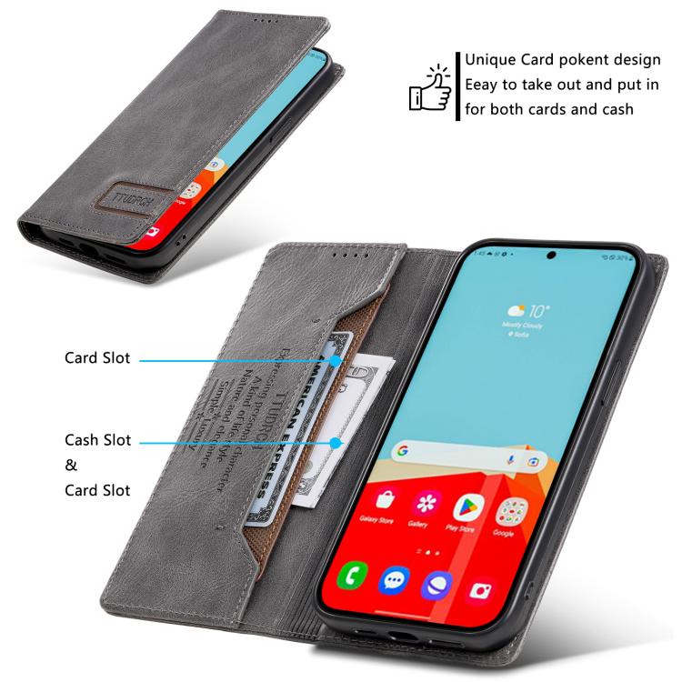 For Samsung Galaxy A17 5G TTUDRCH RFID Retro Texture Magnetic Leather Phone Case