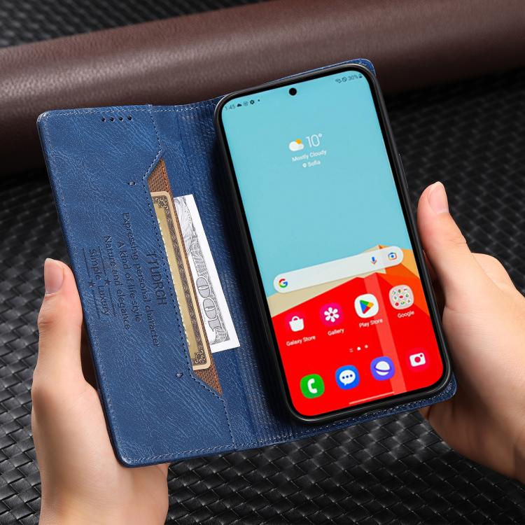 For Samsung Galaxy A17 5G TTUDRCH RFID Retro Texture Magnetic Leather Phone Case