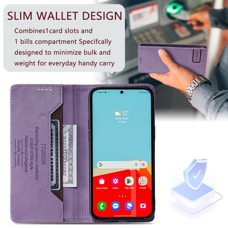 For Samsung Galaxy A17 5G TTUDRCH RFID Retro Texture Magnetic Leather Phone Case