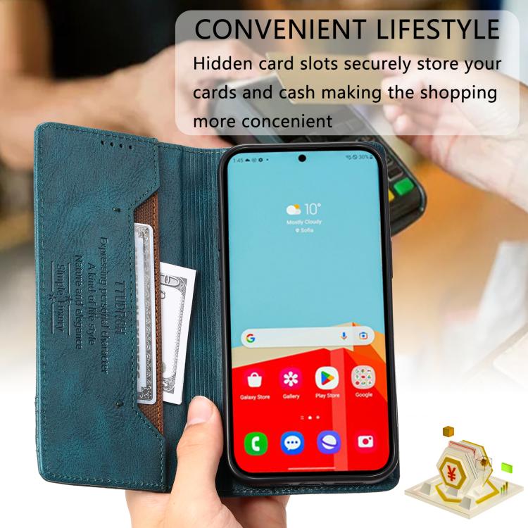 For Samsung Galaxy A57 5G TTUDRCH RFID Retro Texture Magnetic Leather Phone Case