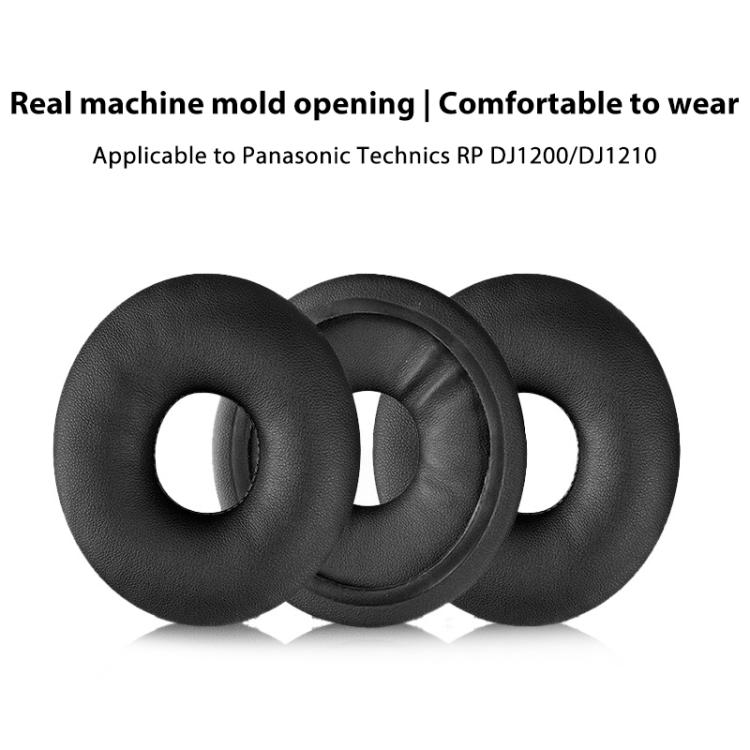 2pcs Insert Replacement Earpads For Panasonic RP-DJ1200 / RP-DJ1205 / RP-DJ1210, Material:Frog Leather - Black