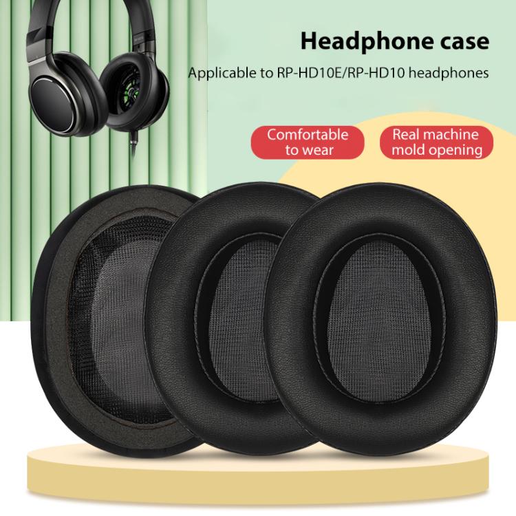 2pcs Snap-on Protein Leather Replacement Earpads For Panasonic RP-HD10 / RP-HD10E - Black