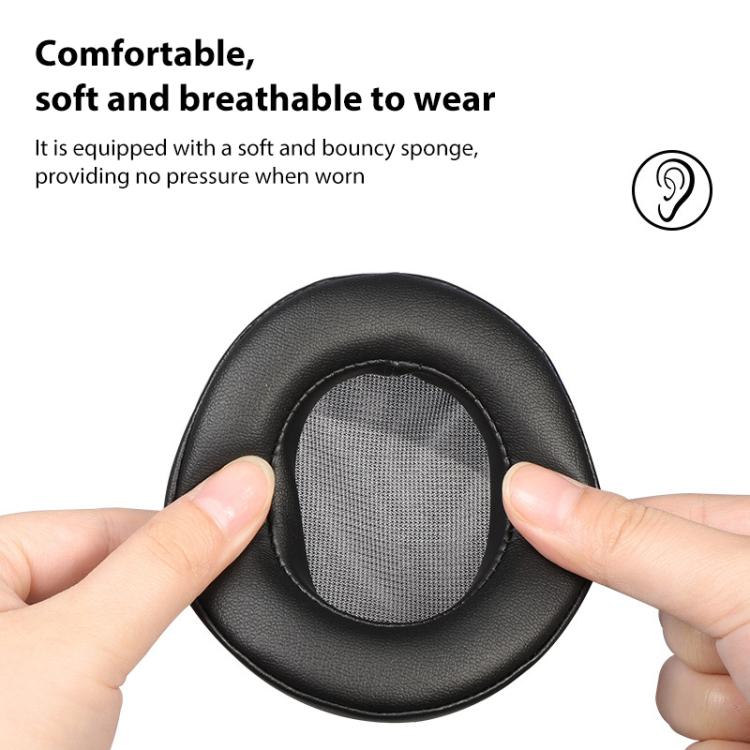 2pcs Snap-on Protein Leather Replacement Earpads For Panasonic RP-HD10 / RP-HD10E - Black