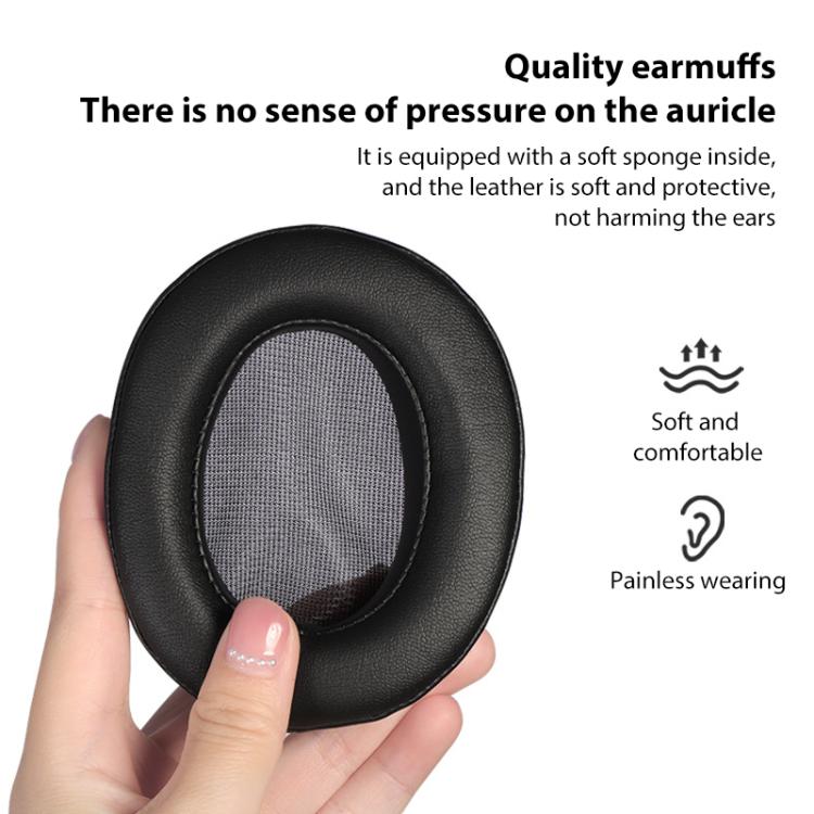 2pcs Snap-on Protein Leather Replacement Earpads For Panasonic RP-HD10 / RP-HD10E - Black