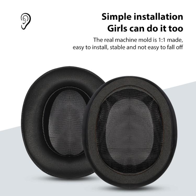 2pcs Snap-on Protein Leather Replacement Earpads For Panasonic RP-HD10 / RP-HD10E - Black
