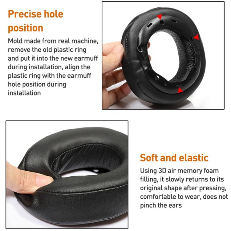 2pcs Protein Leather Earphone Replacement Earpads Pads For Sony MDR-HW700 - Black