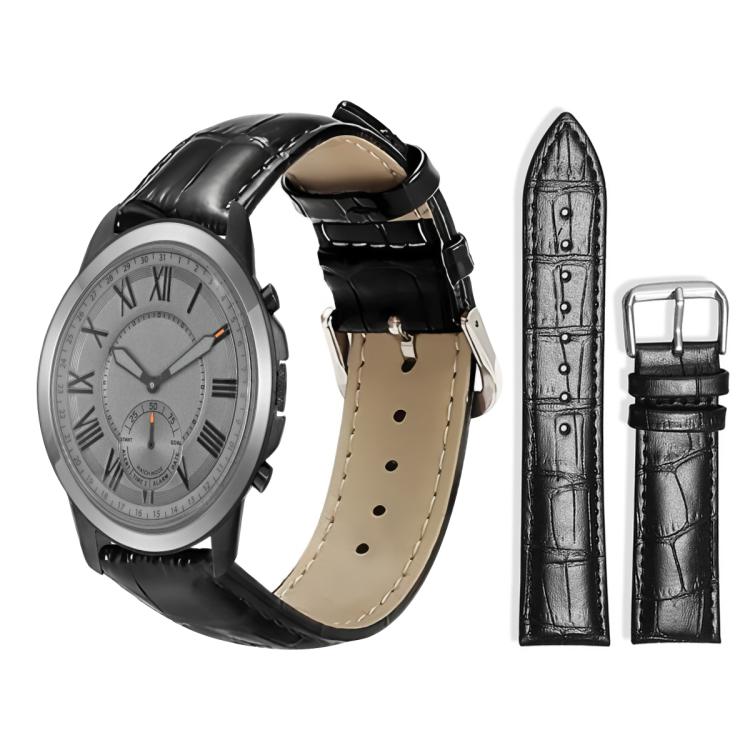 24mm For Fossil Q Machine Hybrid Watch xDfind Bamboo Texture Pin Buckle Leather Watch Band
