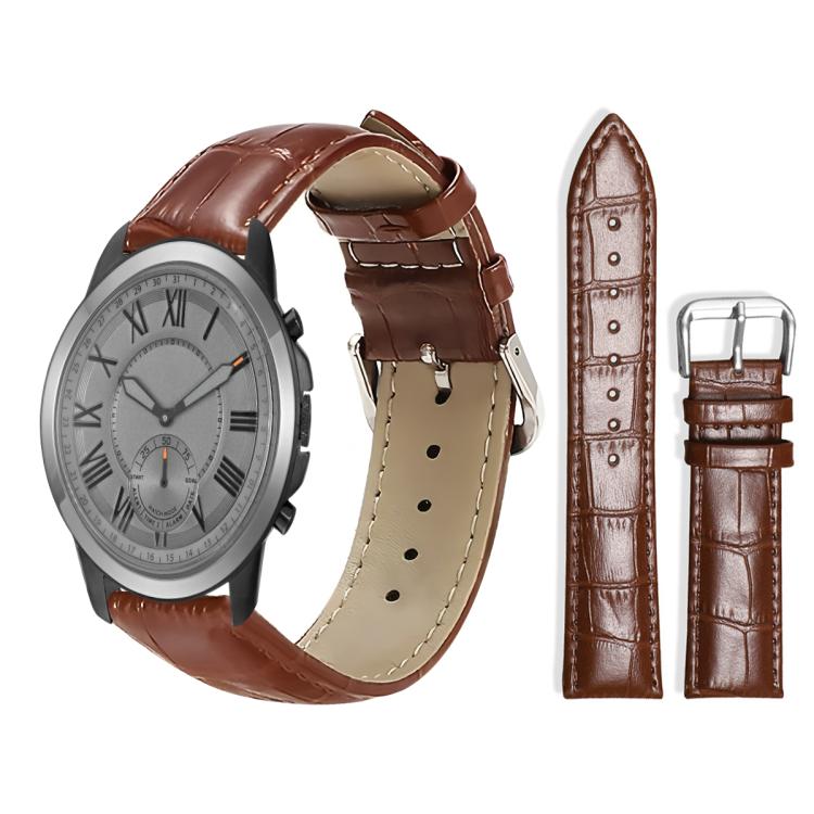 24mm For Fossil Q Machine Hybrid Watch xDfind Bamboo Texture Pin Buckle Leather Watch Band