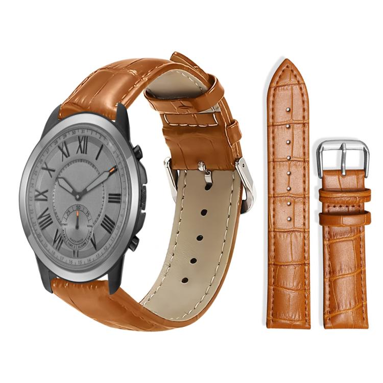 24mm For Fossil Q Machine Hybrid Watch xDfind Bamboo Texture Pin Buckle Leather Watch Band