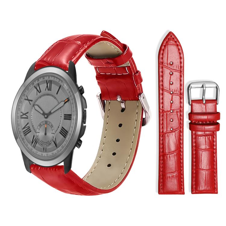 24mm For Fossil Q Machine Hybrid Watch xDfind Bamboo Texture Pin Buckle Leather Watch Band